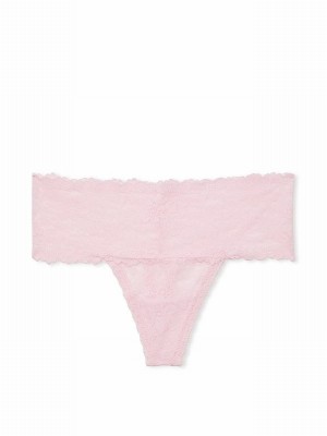 Pink Victoria Secret Tulip High Leg Floral Lace Underwear | LOZBJ4832