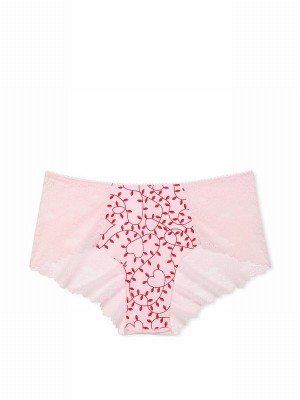Pink Victoria Secret Tulip Lace Trim Lights Print Cheeky No Show Underwear | SOJTZ5839
