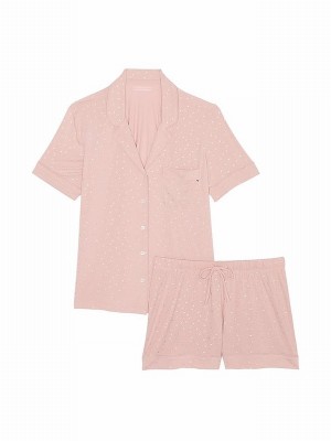 Pink Victoria Secret Zinc Foil Heart Dot Modal Nightwear | DOWQR6591
