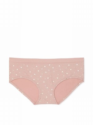 Pink / Beige Victoria Secret Zinc Heart Foil Nude Hipster Underwear | WKJTA3145