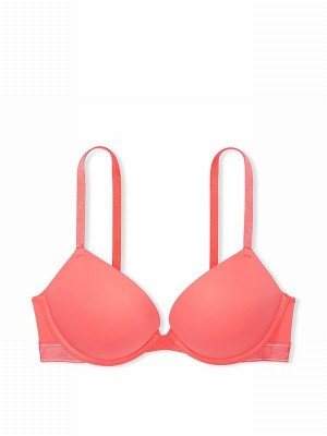 Pink / Coral Victoria Secret Coral Super Push Up Bras | WNZBE5196