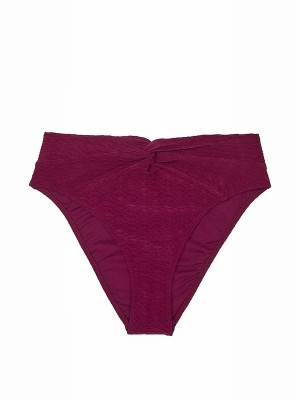 Pink / Dark Red Victoria Secret Rouge Fishnet High Leg Bikini Bottom | DVKCO8796