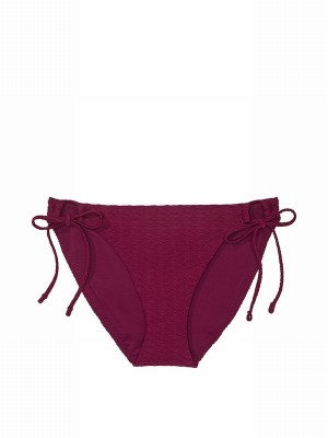 Pink / Dark Red Victoria Secret Rouge Fishnet Tie Side Bikini Bottom | QUOFS1536