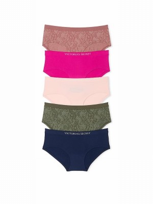 Pink / Green / Blue Victoria Secret Hipster 5 Pack Underwear | WLOBT9157