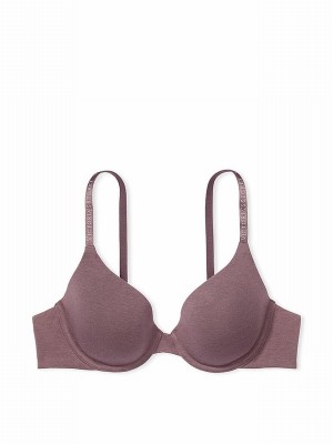 Pink / Purple Victoria Secret Cocoa Blush Logo Strap Full Cup Lightly Lined Bras | EVAHG3702