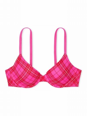 Pink / Rose Victoria Secret Plaid T Shirt Bras | WLFMS6780