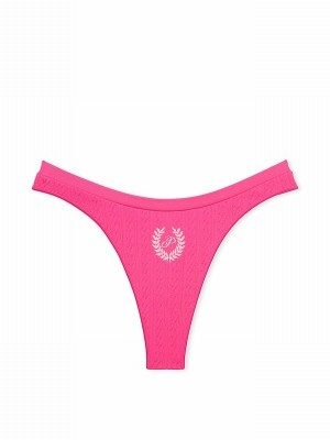 Pink / Rose Victoria Secret Seamless High Leg Scoop Thong Underwear | OLXDG8305