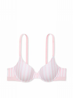 Pink / Stripes Victoria Secret Demi Lightly Lined Bras | MADVL0842