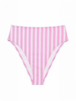 Pink / Stripes Victoria Secret High Waisted Bikini Bottom | TBIAS2890