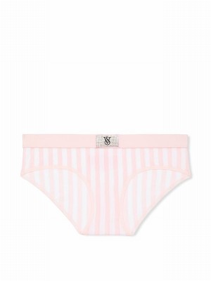 Pink / Stripes Victoria Secret Pretty Blossom Hipster Logo Shine Patch Underwear | BMUZI1839