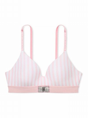 Pink / Stripes Victoria Secret Pretty Blossom Non WiLightly Lined Shine Patch Bras | OUPEM5703