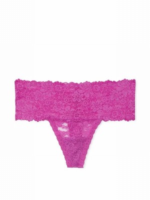 Purple Victoria Secret Berry Bliss Hipster Thong Floral Lace Underwear | KWHFB4780
