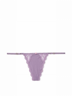 Purple Victoria Secret Frozen Plum Lace Trim G String Underwear | RFBKA7059