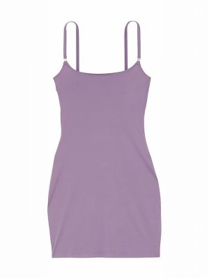 Purple Victoria Secret Frozen Plum Mini FeatherSoft™ BODYWEAR Slip Dress | KMZFX6895