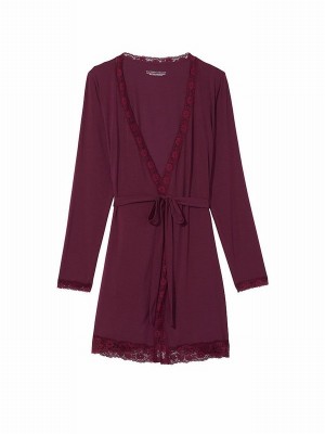 Purple Victoria Secret Kir Modal Lace Trim Robe Nightwear | HBJVP5813
