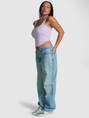 Purple Victoria Secret Pastel Lilac Cotton Corsetlette Lingerie | MQCUN3918