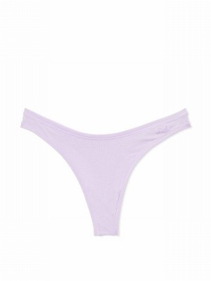 Purple Victoria Secret Pastel Lilac Cotton Thong Underwear | XTEJI6917
