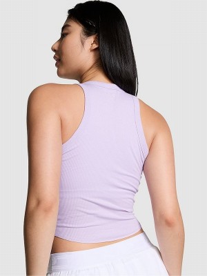 Purple Victoria Secret Pastel Lilac High Neck Shrunken Rib Tops | NQTGB6539