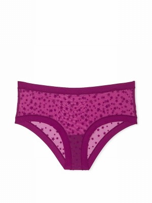 Purple Victoria Secret Thriller Cheeky No Show Star Mesh Underwear | MGHBQ5346