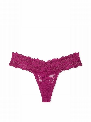 Purple Victoria Secret Thriller Lace Thong Underwear | WISOR9342