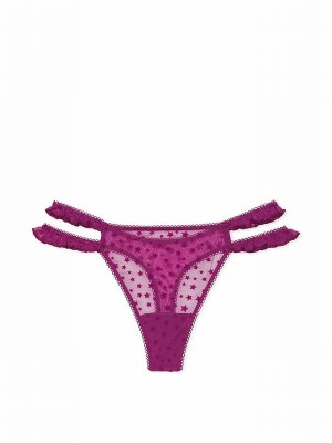 Purple Victoria Secret Thriller Thong Star Chaser Lace Underwear | WYVHD2105