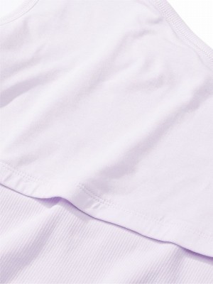 Purple Victoria Secret Whisper Rib OneShoulder Crop Top Tops | PYIZV4083