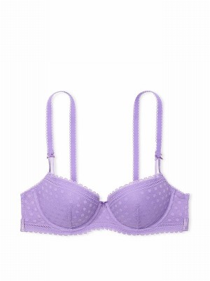 Purple Victoria Secret Wysteria Dainty Dot Balcony Lace Bras | MLONG3502