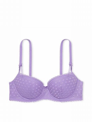 Purple Victoria Secret Wysteria Dainty Dot Balcony Lace Bras | DKHGN9538