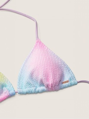 Purple / Multicolor Victoria Secret Multi Crinkle Triangle Halterneck Bikini Top | WEQHA3514