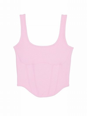 Purple / Pink Victoria Secret Spring Orchid Pique Cinched Top Tops | OUAQJ1769