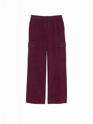 Purple / Rose Victoria Secret Fleece Wide Leg Cargo Joggers | PTDLR3869