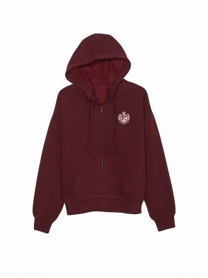 Purple / Rose Victoria Secret Zip Up Fleece Hoodie | RIKDZ8723