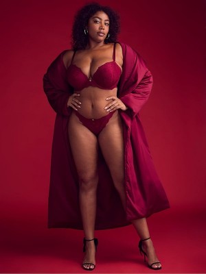 Red Victoria Secret Campari Lace Push Up Bras | RBOSK2407