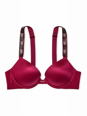 Red Victoria Secret Campari Push Up Shine Strap Bras | BUWKV5734