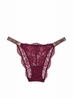 Red Victoria Secret Kir Shine Strap Lace Bikini Underwear | UAIEB4872