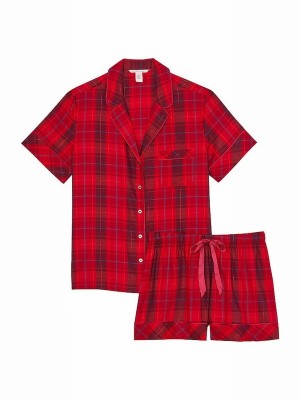 Red Victoria Secret Laquer Tonal Plaid Flannel Nightwear | FSRUM6290