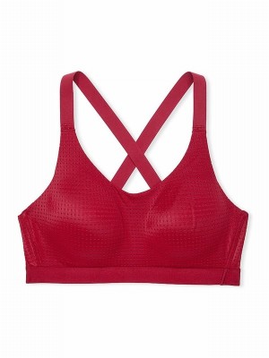 Red Victoria Secret Laquer VSX Lightweight Mesh Medium Impact Bras | XFTMG7492