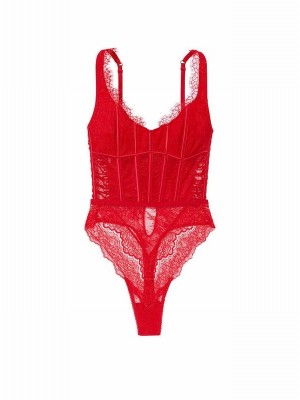 Red Victoria Secret Lipstick Bodysuit Lingerie | AWSDG0582