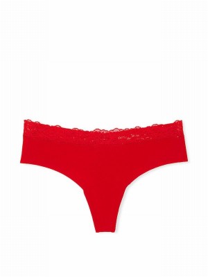 Red Victoria Secret Lipstick Lace Waist Thong Underwear | DNRZC6540