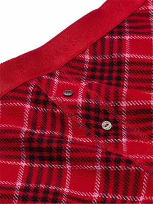 Red Victoria Secret Lipstick Lovely Plaid Thermal Long Nightwear | NIUKA6495