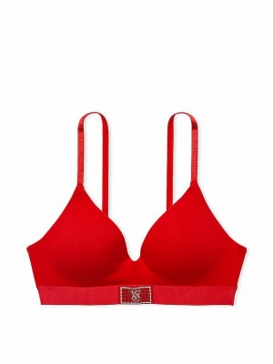 Red Victoria Secret Lipstick Non WiLightly Lined Shine Patch Bras | XBJEU9846