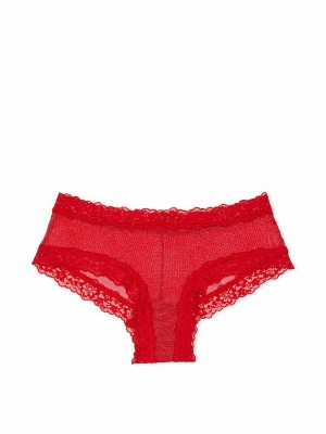 Red Victoria Secret Lipstick Sequins Cheeky Mesh Underwear | XTLKI5709