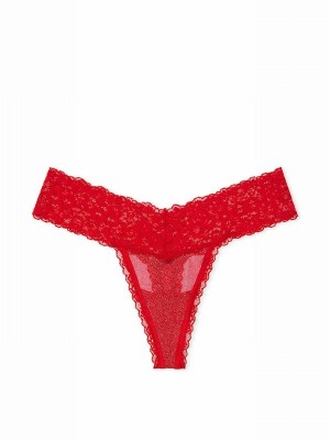 Red Victoria Secret Lipstick Sequins Thong Mesh Underwear | CIDKL4321