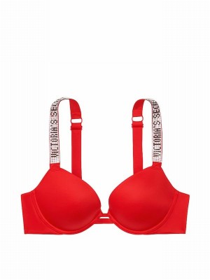 Red Victoria Secret Lipstick Smooth Push Up Shine Strap Bras | UGOFP6415