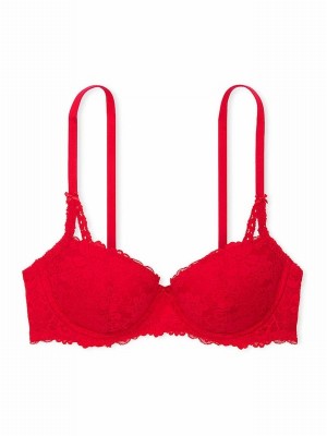 Red Victoria Secret Pepper Balcony Lace Bras | JZLPB0925