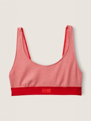 Red Victoria Secret Pepper Loungin' Cotton Scooplette Bras | DWNPS7948