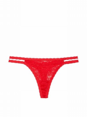 Red Victoria Secret Pepper Thong Lace Underwear | HGBFX0784