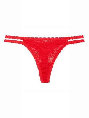 Red Victoria Secret Pepper Thong Lace Underwear | LFWUZ5208