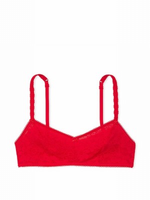 Red Victoria Secret Pepperlette Lace Strappy Back Halternecklette Bras | NKVEB3265