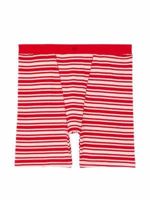 Red Victoria Secret Vermillion Stripes Thermal Boxer Nightwear | OVFUD6129